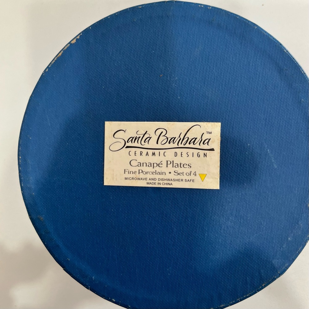 Santa Barbara Ceramic Design Cafe Le Jardin Canape Plates Set of 4 French Theme - Picture 12 of 12